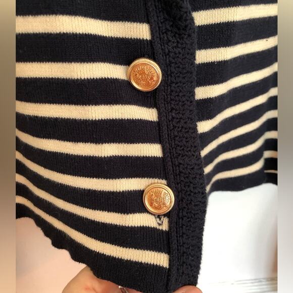 Massimo Dutti Navy Striped Nautical Button Down Cardigan Small - Picture 7 of 8